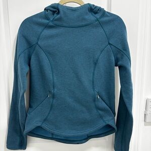 Obermeyer Hooded Blue Sweatshirt Thumbholes Womens